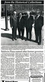 Baldwin Plaza named after former governor
