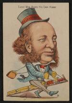 Trade cards: Card set entitled "Every Man Rides His Own Hobby" including P.T Barnum (card 3)