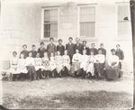L.S. Mills and pupils, grades 5-8, Plainfield Academy building