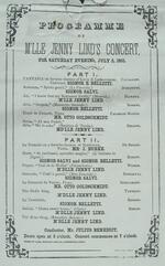Programme of M'lle Jenny Lind's concert, for Saturday evening, July 5, 1851