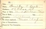 Voter registration card of Emily C. Beebe, Hartford, October 11, 1920