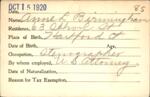 Voter registration card of Anne L. Birmingham, Hartford, October 15, 1920