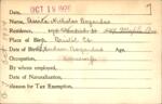 Voter registration card of Anita Nicholas Bogardus, Hartford, October 19, 1920