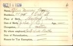 Voter registration card of Ellen Murray Boyer, Hartford, October 14, 1920