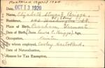 Voter registration card of Elizabeth Stuart Briggs, Hartford, October 13, 1920