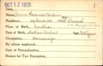 Voter registration card of Anne Kramer Budin, Hartford, October 12, 1920