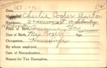 Voter registration card of Charlie Cooper Burton, Hartford, October 18, 1920