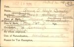Voter registration card of Anna O’ Keefe Cassidy, Hartford, October 18, 1920