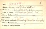 Voter registration card of Anna Thorsen, Hartford, October 14, 1920