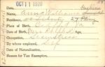 Voter registration card of Anna Williams Smith (Gaskins), Hartford, October 11, 1920