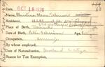 Voter registration card of Christina Olesen Schriver (Schriever), October 18, 1920