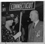 Former Governor John Trumbull with Connecticut sign, Republican National Convention, Cleveland (Ohio), 1936