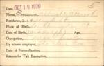 Voter registration card of Emma Albrecht Atwood, Hartford, October 19, 1920