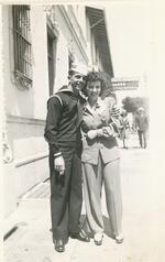 Picture of James Andrini in San Francisco holding unknown woman taken in 1941