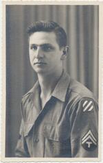 Joseph F. Borriello-Portrait with Technical Corporal Stripes; Palermo, Sicily; July 1943; Photographed by U.S. Army