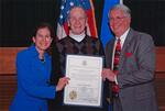 Susan Bysicwicz, Joseph F. Borriello and unknown. Office of the Secretary of State of Connecticut recognition for WWII service; Hartford, CT; September 1, 2009