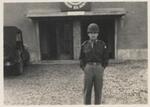 Second Lieutenant Jack Keating, Robert Campbell's assistant; outside their barracks in Germany; 1945