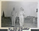 (L-R) General Newgarden, Sgt. L. Havard getting legion of Merit medal Camp Gordon, GA 1944