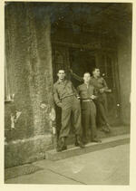 Normand Henry Carleton, PFC Brown, CPL. Parry In front of Hotel Adler Memmingen, Germany September, 1945