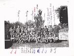 Photo of some of the special forces that Thornton Carlough fought with after he was shot down returning from a bombing run over Romania. Yugoslavia (Serbia), 1944. Names of individuals are written on the photo, Thornton Carlough, front row, 5th from the l