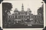 Saigon City Hall, with modern statue in honor of Vietnam Airforce; Saigon ; all unknown;  1966-1967;  Photograph by unknown