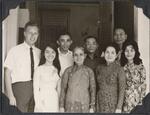 Philip Chapman's Wife's family; Vietnam; Back row: Philip H. Champman, Brother An, Father, Brother in Law;  Front Row: Mai, Mother, Sister Cuc;  1966-1967;  Photograph by unknown
