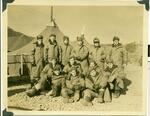 Members of Sgt. Clement�s unit in the reserve area, posing in their winter gear. Korea, Spring 1952. Photographed by Sgt. Douglas Clement.