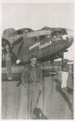 Timothy L. Curran posing near Boeing B-17 �Fortress.� Tunis, Tunisia, 07/1943.