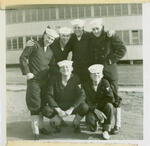 Boot Camp, Bainbridge, Md., 1952 (L-R) Front: Bob Eezman, James Congleton Rear: Emory Rawlins, Unknown, Ed McNabb, Unknown