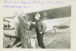 Waukegan, Il, air field, Joseph Diani prepping  Piper J3 airplane for flight, 953