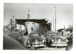 Norfolk, VA. Naval Base; U.S.S. Wasp Aircraft Carrier tied up at port