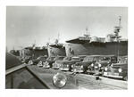 Norfolk, VA. Naval Base; U.S.S. Ships tied up at port