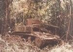 U.S. Marine Light Tank hit by Japanese 75 mm. Munda, New Georgia Island Hit on July 1943, Picture taken 1982