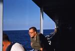 Inchon Harbor, Korea; 09/1952; Horwitz pictured Onboard ship looking about