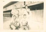 L - R: Back: Warren Ritter, Thomas Bohannon (�Bo�), Bob Dillon. Front: Stanford Inman, William Wright Kwajalein 1944-45