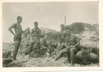 Stanford Inman is sitting on far right. Kwajalein 1944-45