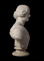 Sculpture: Marble bust of Jenny Lind, profile view facing right