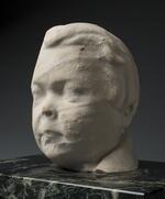 Physical object: Sculpture of Charles S. Stratton's head from a cemetery monument (three quarter view)